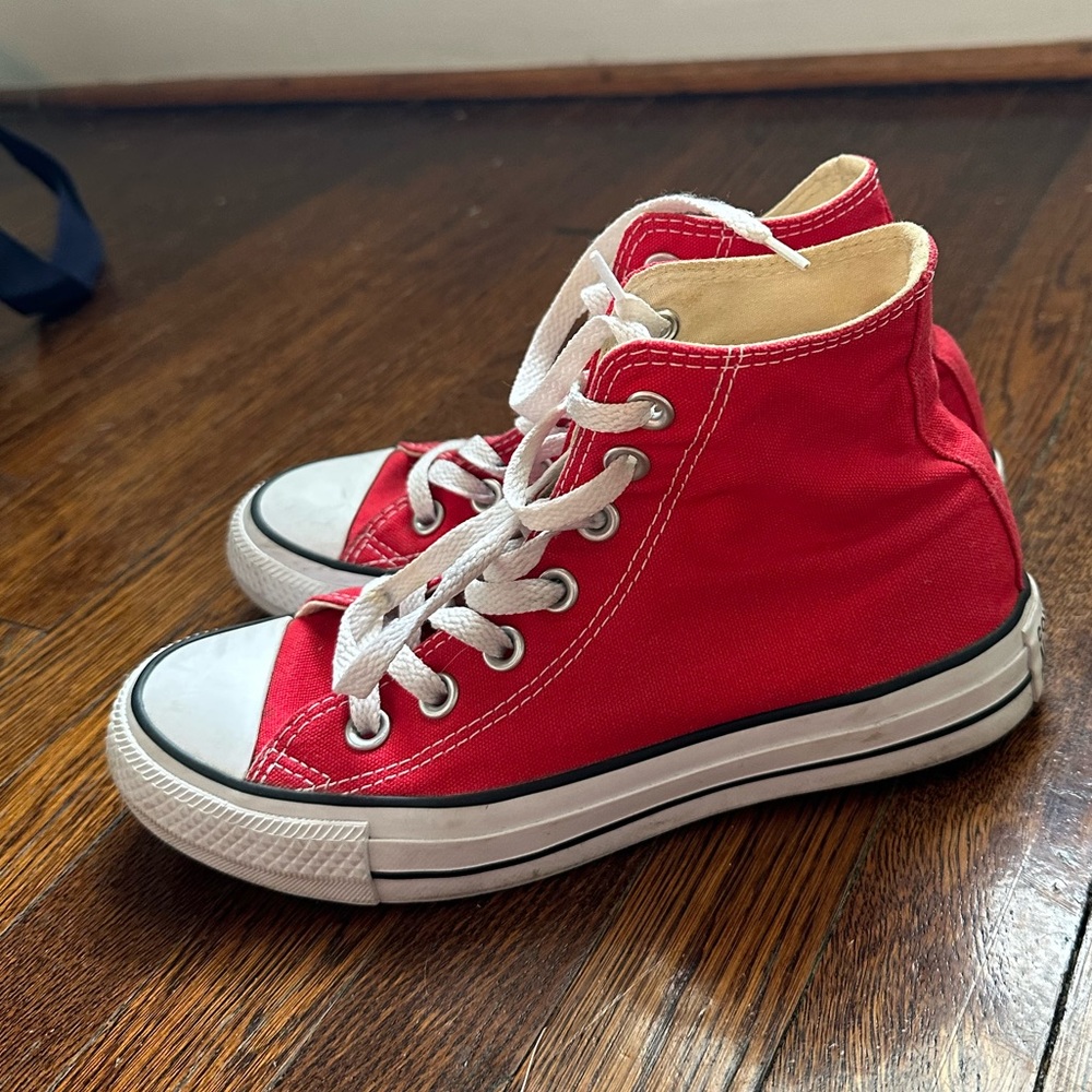 Red high top converse!!! WORN ONCE!!